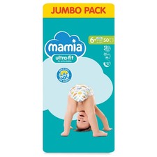 Mamia Ultra-fit XL+ Size 6+ Nappies, Jumbo 50 Nappies, Fast Absorption Nappies