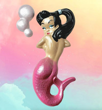 Retro Style Chalkware Mermaid + Bubbles SET