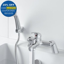 Bathroom Bath Shower Mixer Tap with Handset Chrome Modern Curved Single Lever