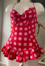 Fifi Chachnil swimsuit S M retro skirted red French NEW maillot de bain