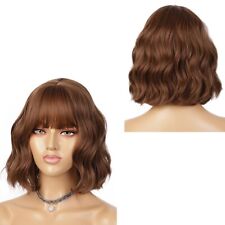 10'' Womens Short Curly Wavy Bob Hair Wigs bangs Fashion Party Cosplay Full Wig
