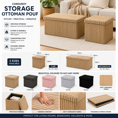 Foldable ribbed storage box - foldable,