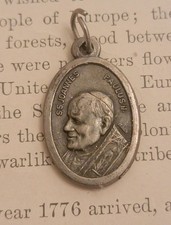 Vintage Catholic Pope John Paul II Black Madonna Mary Theotokos Necklace Pendant