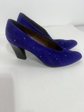 Luc Berjen Paris Kenneth Cole Purple/Blu Suede 3in Block Heels Womens Size 8