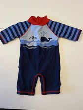 Jojo Maman Bebe 6-12 Months Swim Suit Boy Navy Whale