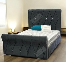 OTTOMAN DIVAN STORAGE GAS LIFT SINGLE DOUBLE KING SUPER KING VELVET LEATHER BED