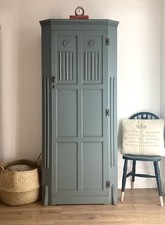 Antique Vintage Shabby Chic Hand Painted Wardrobe Hall Cupboard