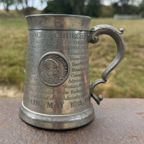 Pewter tankard mug with - pewter,