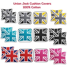 Union Jack Cushion Covers 100% Cotton Uk British Flag Square Cushion Case 18x18”
