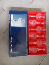 VINTAGE BOXED 6 CRISTAL D'ARQUES LONGCHAMP 12cl CRYSTAL WINE PORT GLASSES