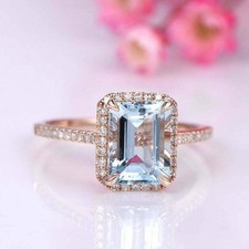4Ct Emerald Cut Aquamarine &