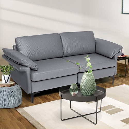 Modern fabric loveseat - fabric, 2