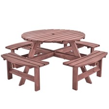 8 Seater Wooden Round Picnic