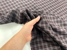 Wool Check Fabric Grey Wine Light-Medium Warm Winter Dressmaking Material