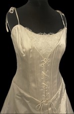 100% SILK DUCHESS SATIN Wedding Dress CATHERINE DAVIGHI Fits Size 8/10 £1600