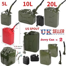 Jerry Can Metal Petrol Diesel 5L 10L 20L Storage Fuel Cans w/Oil Spout Portable