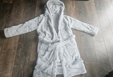 Long Length Grey Fluffy Dressing Gown Size MEDIUM