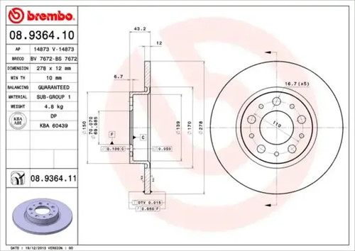 Brake disc solid - 2x, 08.9364.11