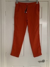 Orange Linen Trousers Miss by Captain Tortue Size 38 / UK 10 Pockets Lightweight
