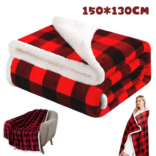 Red checked sherpa fleece - red,