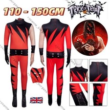 Kids Boys WWE Wrestler Kane Cosplay Costume Jumpsuit Mask Bodysuit Christmas UK