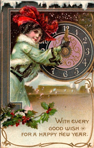 1908 new years postcard - years,