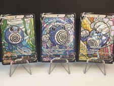Poliwag, Poliwhirl, & Poliwrath CUSTOM Stained Glass Holo Cards -Display Only