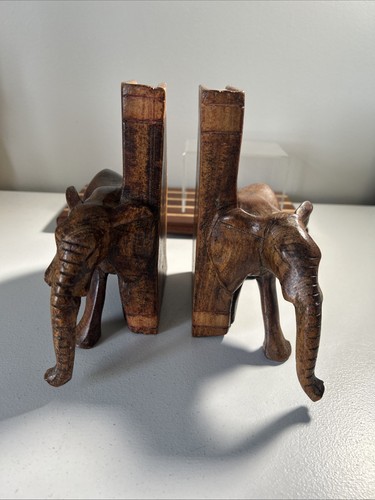 Solid wood elephant - elephant, bookends