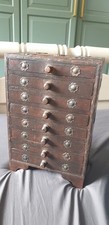 RARE ANTIQUE ASIAN 8 DRAWER WOOD SPICE ORGANIZER CABINET EMBELLISHED MINIATURE 