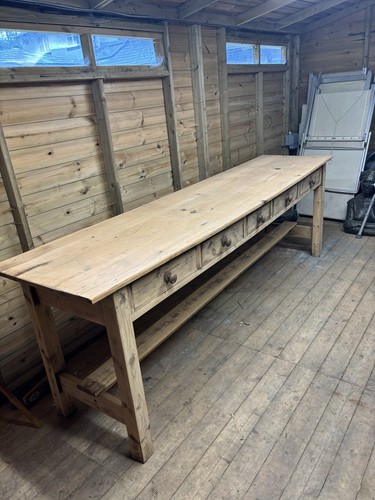 Antique pine long side table - pine,