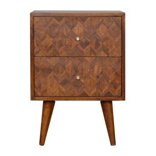 Mosaic chestnut bedside table - chestnut,