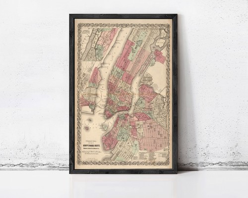 Old new york map - new, 1866