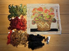 Elizabeth Bradley Needlepoint Tapestry kit Geranium Pot 1998 Started