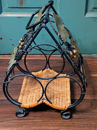 Vintage wrought iron wine rack - iron,