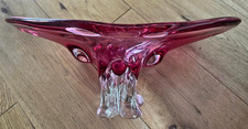 Bohemia Style Czech Crystal Glass Large Pink Raspberry Centerpiece