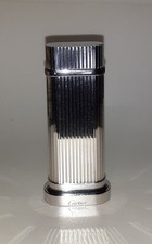 Cartier Oval Godrons desk/table lighter. Palladium. 1990s. Working Condition.