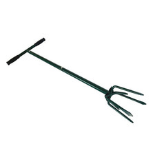 NEW! Multi Prong Long Handle Hand Tiller Cultivator Garden Green Grass Weeder