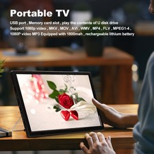 15.4" inch 12V Portable 1080P HD TV Freeview HDMI Digital Television Player UK