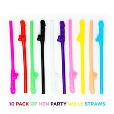 10 X WILLY DRINKING STRAWS - REUSABLE HEN PARTY STRAWS - HEN DO BRIDE STRAWS