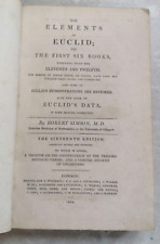 THE ELEMENTS OF EUCLID & DATA by SIMSON Ancient Mathematics trig logs  1814