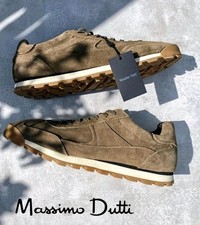 Massimo Dutti Soft Split Suede Leather Trainers Khaki Green Size uk 8 eu 42