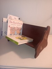 Vintage Wooden Childrens Book Trough Freestanding Tabletop Rustic