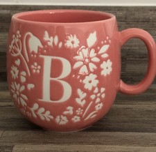 'FOX & IVY' Pink And White Letter Mug, Letter B, Brand New