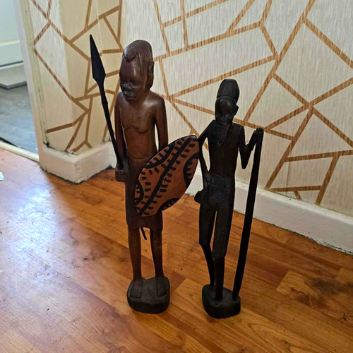 Pair african carved - pair, wooden
