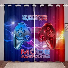 Gaming Curtains Galaxy Nebula Blue Red Gradient Curtains for Bedroom