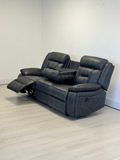 Grey Aire Leather Electric Recliner 3 Seater Sofa | USB |Cup Holders| SALE OFFER