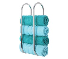 Towel Chrome Wall Mounted Bathroom Rail Holder Double Storage Rack Shelf Bar