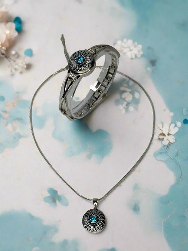 Blue blossom snap button - blossom,