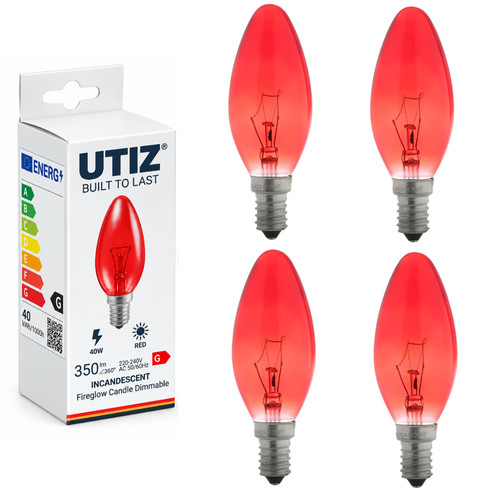 40w red fireglow candle - 40w, bulbs
