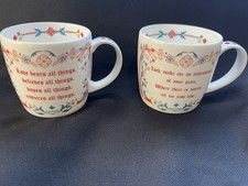 2 x Hudson Middleton Fine Bone China Mugs Corinthians St Francis Peace Prayer